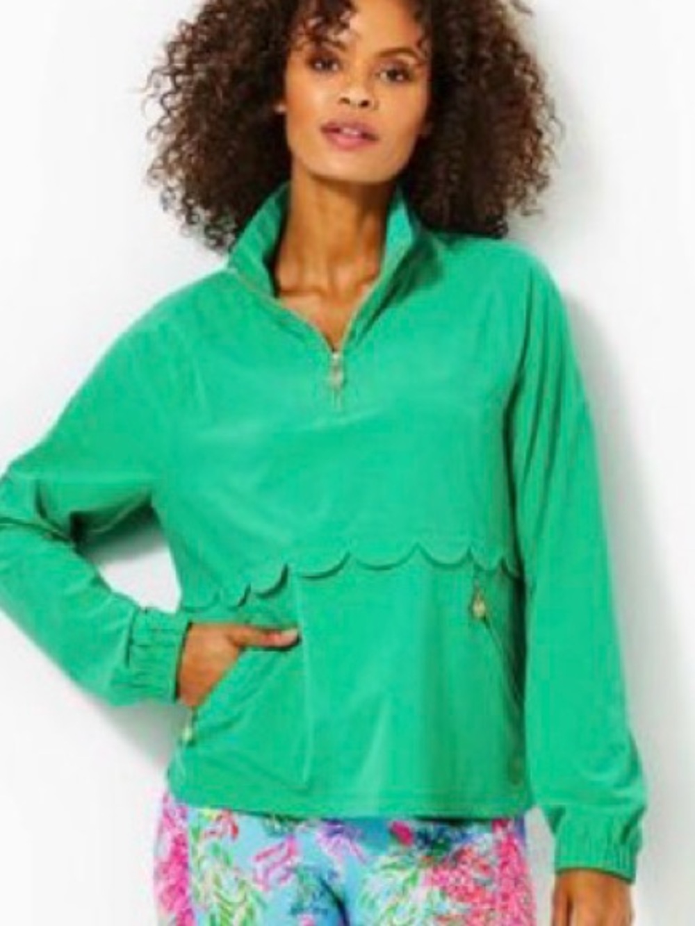 Lilly Pulitzer Lucretia UPF 50 Tulia Green 1/4 zip Jacket size M